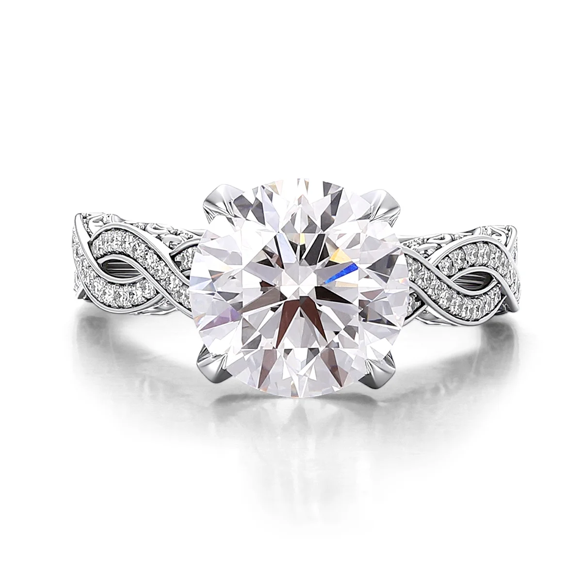 14k white gold round lab grown diamond prong set cluster engagement ring 1 14k white gold round lab grown diamond prong set cluster engagement ring 1