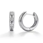 14k white gold round lab grown diamond prong set hoop earring 1