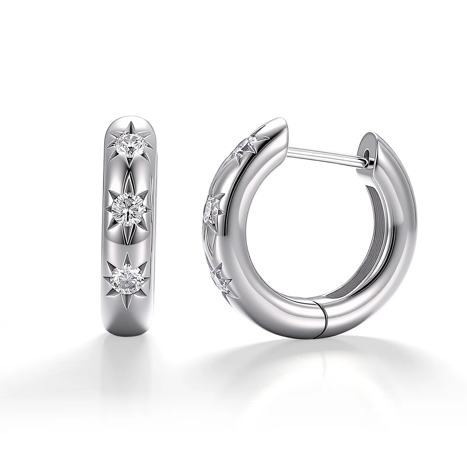 14k white gold round lab grown diamond prong set hoop earring 1 14k white gold round lab grown diamond prong set hoop earring 1