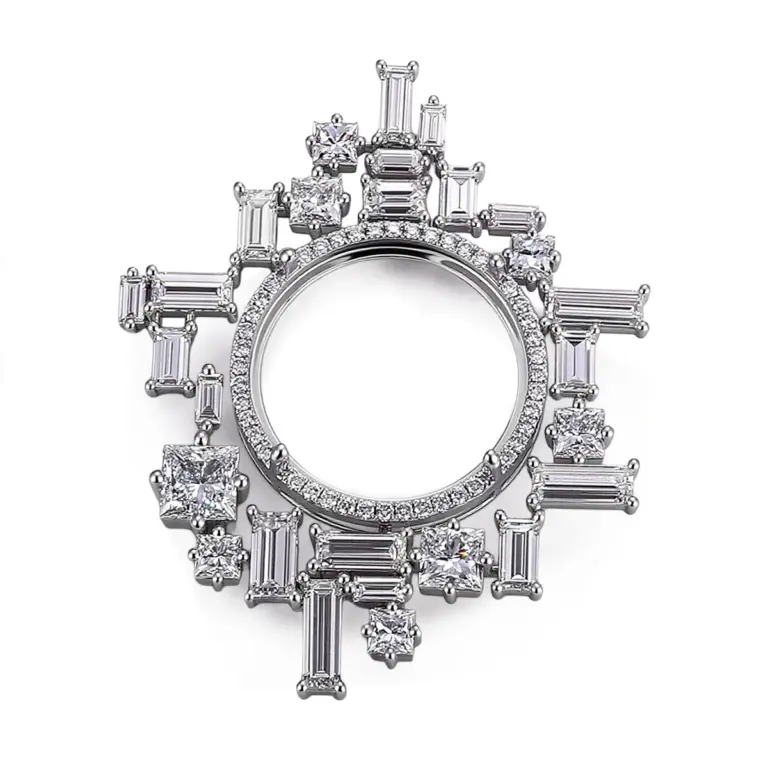 14k white gold round lab grown diamond prong set pendent necklace 1