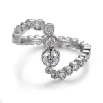 14k white gold round lab grown diamond prong set side stone engagement ring 1
