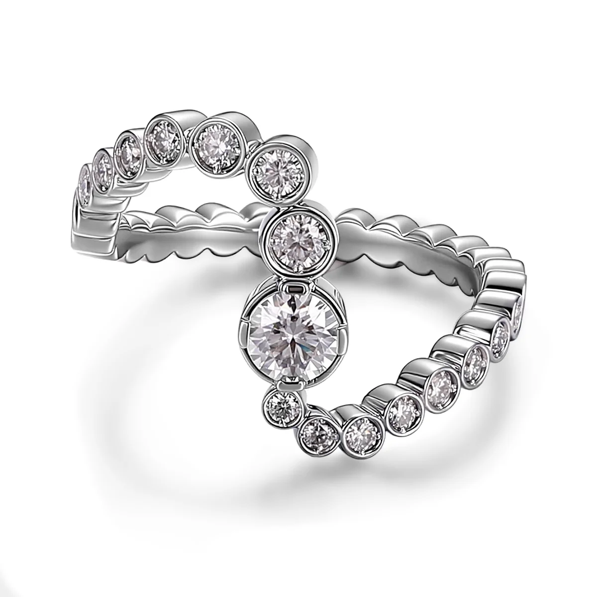 14k white gold round lab grown diamond prong set side stone engagement ring 1 14k white gold round lab grown diamond prong set side stone engagement ring 1