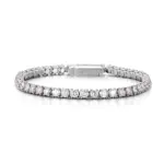 14k white gold round lab grown diamond prong set tennis bracelet 1