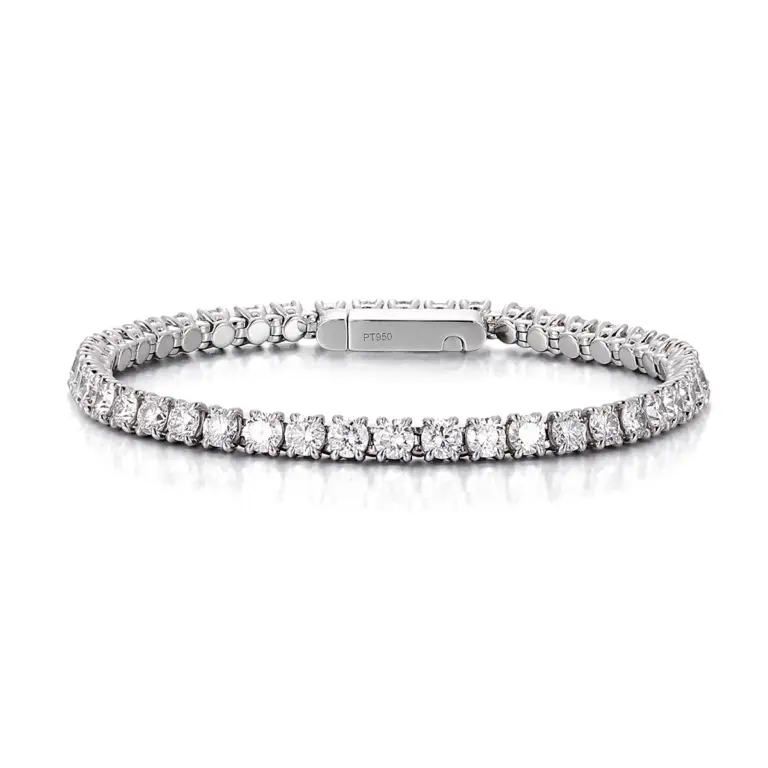 14k white gold round lab grown diamond prong set tennis bracelet 1