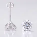 14k white gold round lab grown diamond six prong stud earring 1