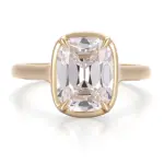 18k gold cushion lab grown diamond prong set solitaire engagement ring 1