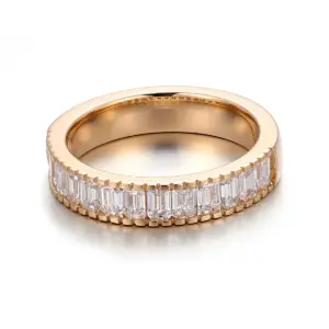 18k gold emerald lab grown diamond channel set eternity ring 1