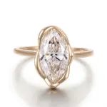 18k gold marquise lab grown diamond bezel solitaire engagement ring 1
