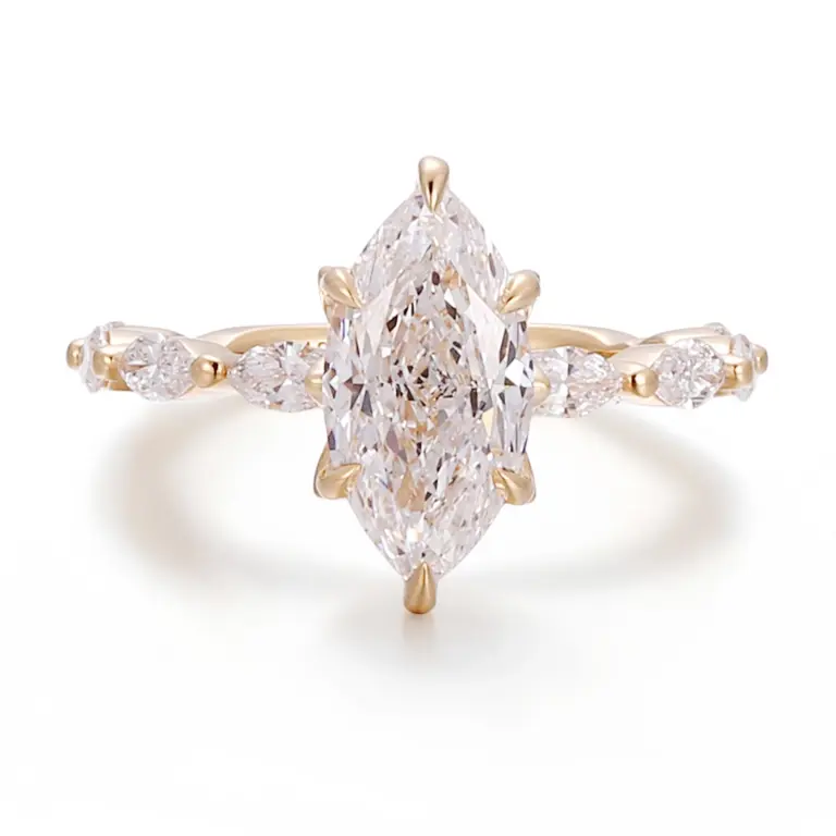 18k gold marquise lab grown diamond prong set cluster engagement ring 1