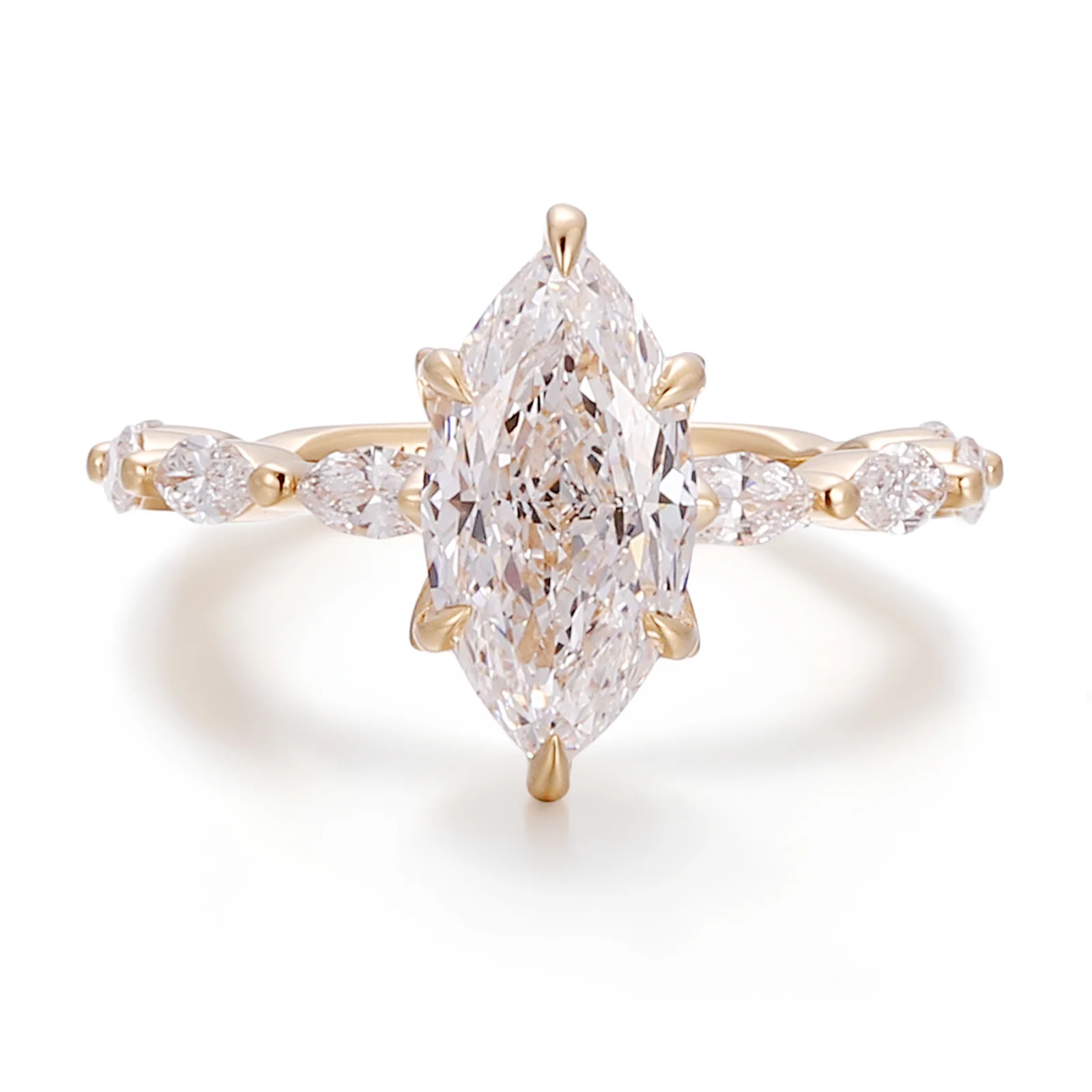18k gold marquise lab grown diamond prong set cluster engagement ring 1 18k gold marquise lab grown diamond prong set cluster engagement ring 1