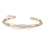 18k gold round lab grown diamond bezel chain bracelet 1