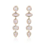 18k gold round lab grown diamond bezel drop earring 1