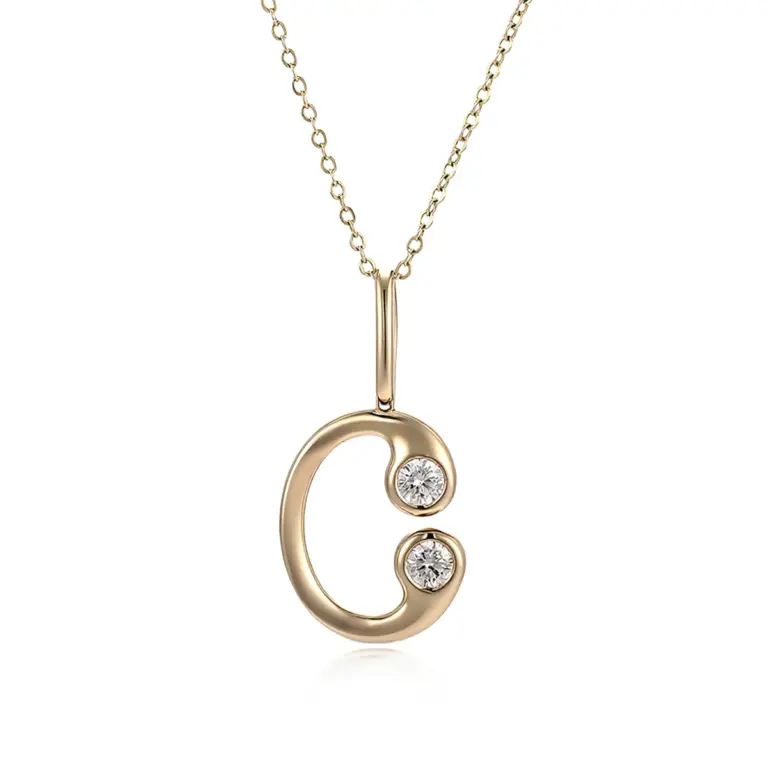 18k gold round lab grown diamond bezel pendent necklace 1