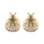 18k gold round lab grown diamond bezel stud earring 1