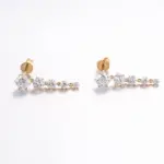 18k gold round lab grown diamond prong set drop earring 1