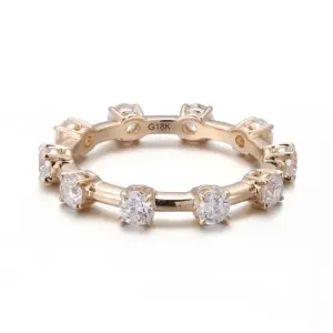 18k gold round lab grown diamond prong set eternity ring 1