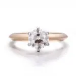 18k gold round lab grown diamond prong set halo engagement ring 1