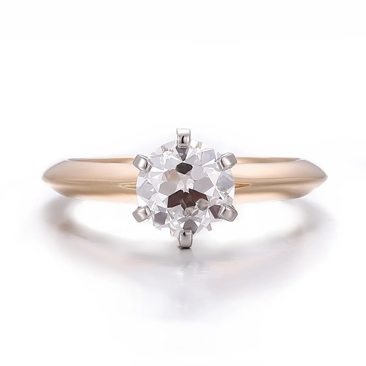 18k gold round lab grown diamond prong set halo engagement ring 1 18k gold round lab grown diamond prong set halo engagement ring 1