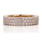 18k gold round lab grown diamond prong seting eternity ring 1