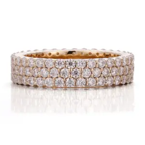 18k gold round lab grown diamond prong seting eternity ring 1