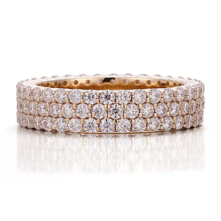 18k gold round lab grown diamond prong seting eternity ring 1