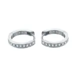 18k white gold round lab grown diamond prong set hoop earring 1