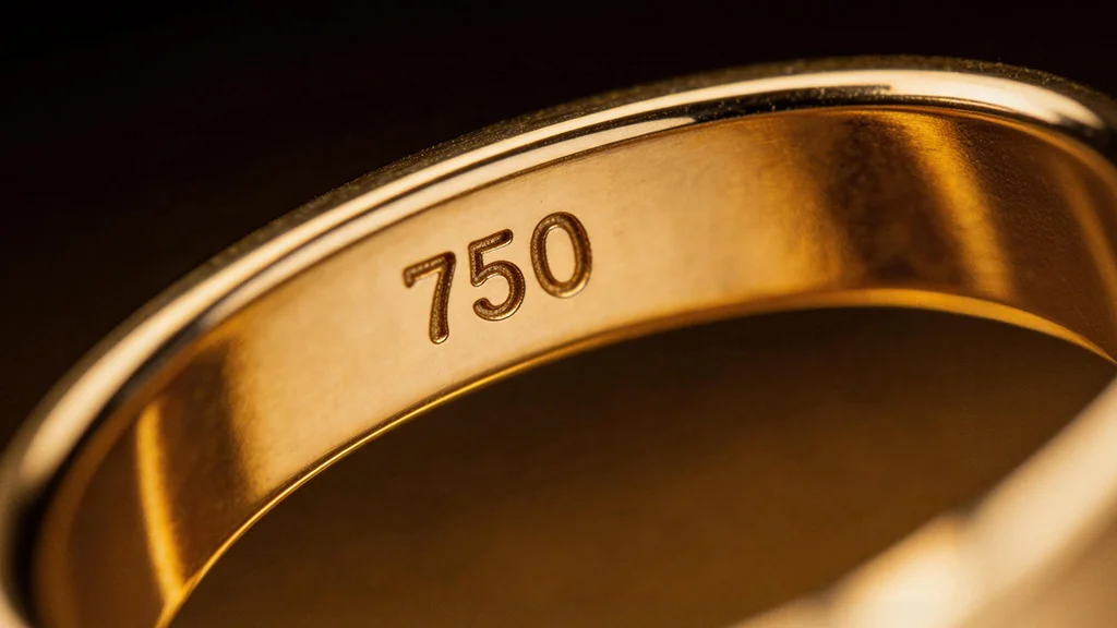 750 gold hallmark stamp inside ring