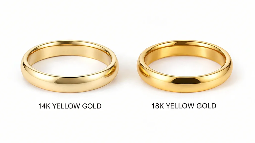 Color difference between 14K yellow gold and 18K yellow gold rings
