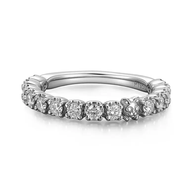 platinum round lab grown diamond prong set eternity ring 1