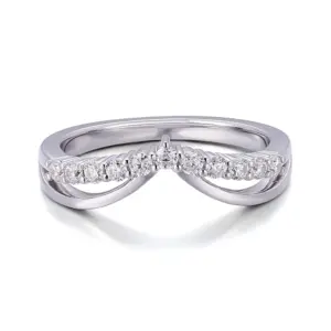 platinum round lab grown diamond prong set stackable ring 1