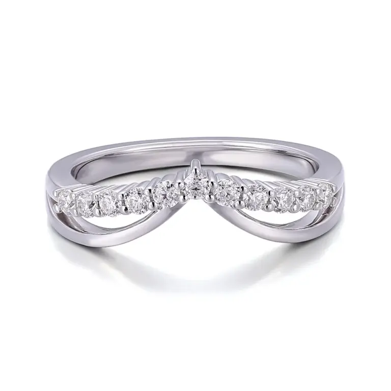 platinum round lab grown diamond prong set stackable ring 1