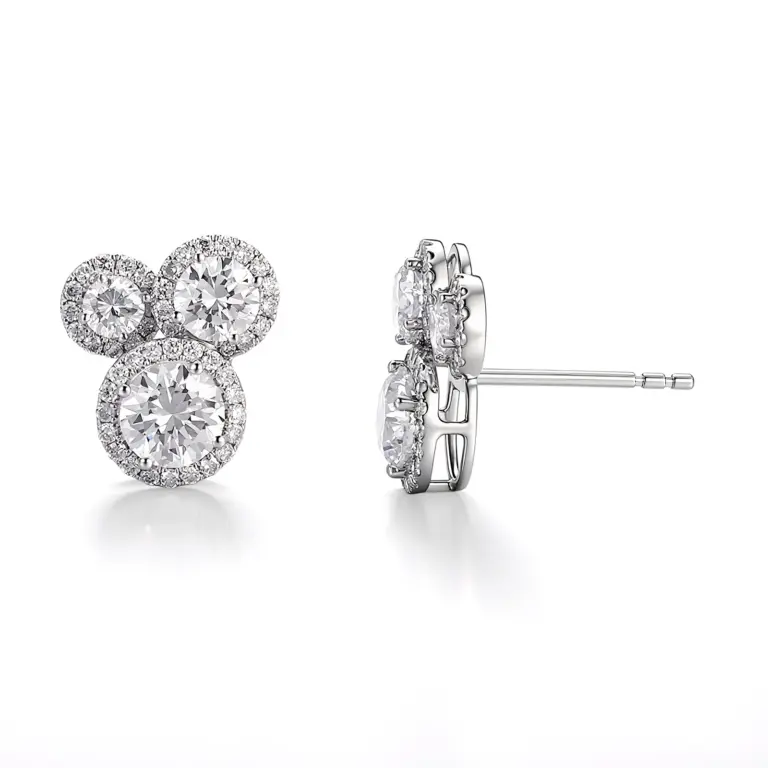 10k gold exquisite stud earrings with round lab grown diamond 1