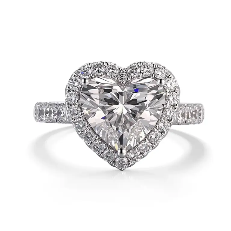 10k gold halo engagement ring featuring heart lab grown diamond 1