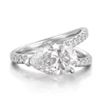 10k gold pear lab grown diamond dazzling split shank ring 1