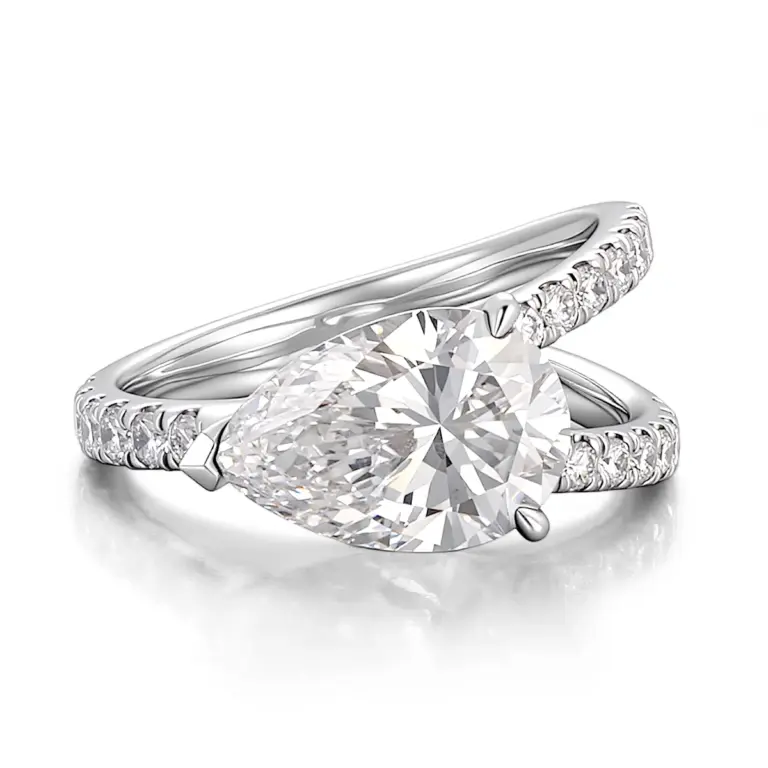 10k gold pear lab grown diamond dazzling split shank ring 1
