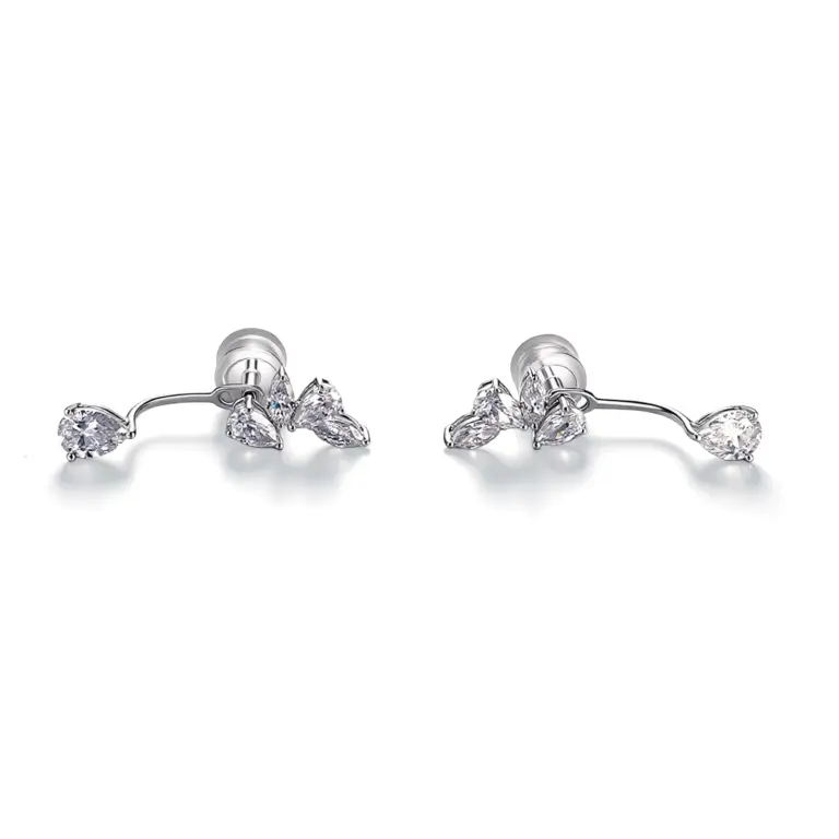 10k gold pear lab grown diamond heirloom stud earrings 1