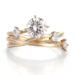10k gold split shank engagement ring featuring round princess lab grown diamond 1