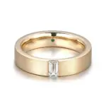 14k gold 0 34ct emerald lab grown diamond wide band engagement ring 1
