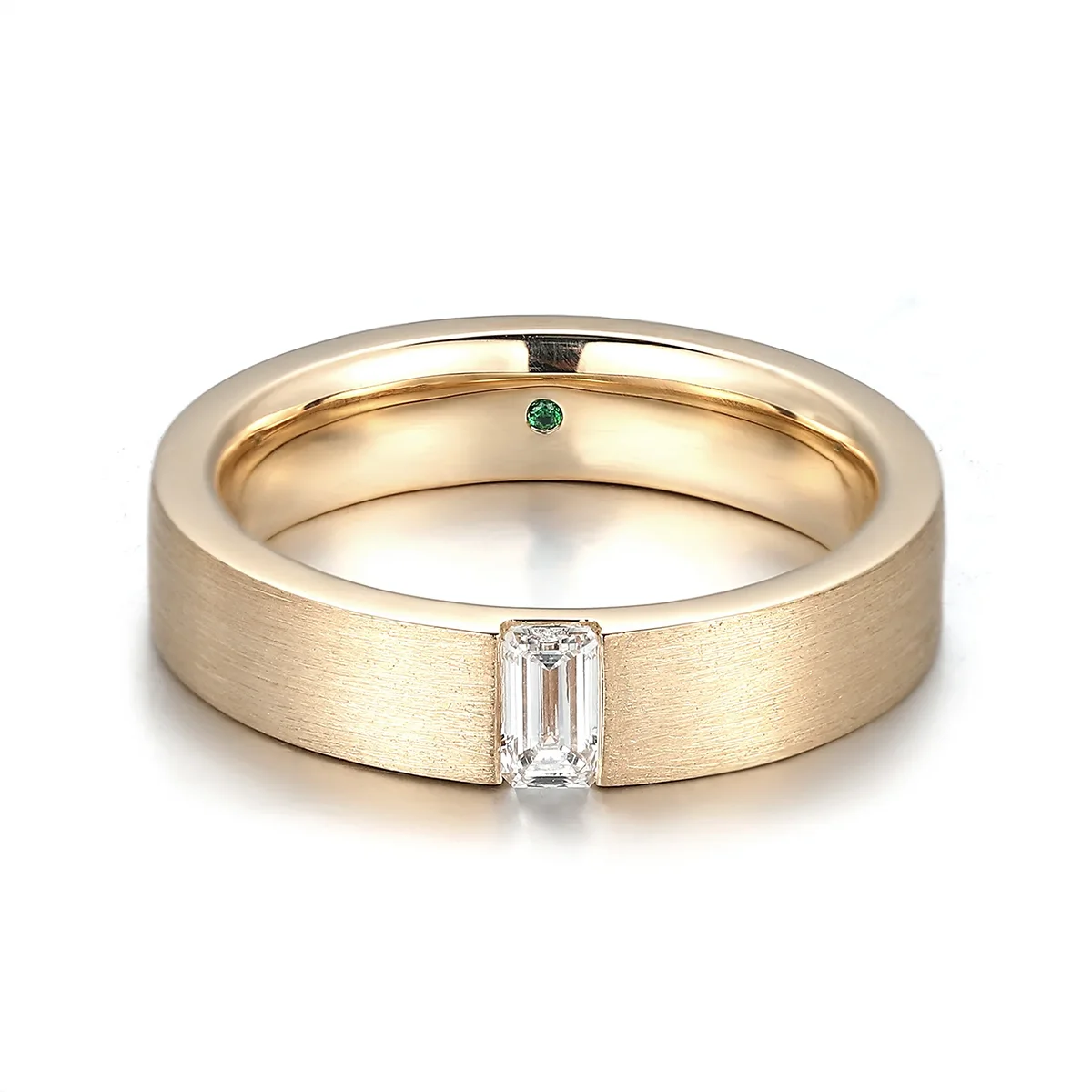 14k gold 0 34ct emerald lab grown diamond wide band engagement ring 1 14k gold 0 34ct emerald lab grown diamond wide band engagement ring 1