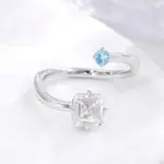 14k gold 1 45ct asscher round diamond sapphire split shank engagement ring 1