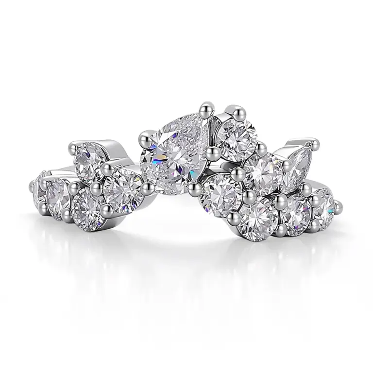 14k gold 1 45ct round lab grown diamond cluster engagement ring 1