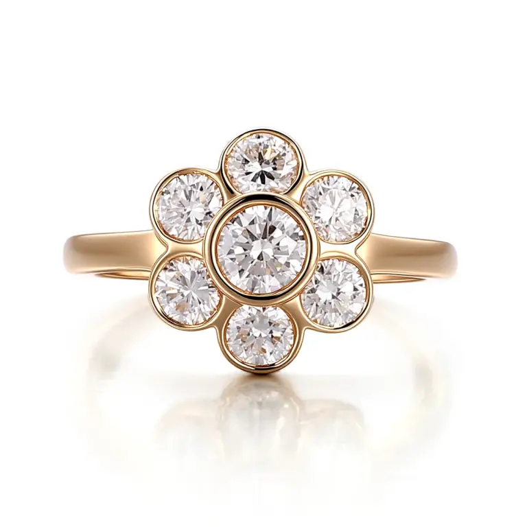 14k gold 1 4ct round lab grown diamond cluster engagement ring 1