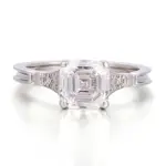 14k gold 1 5ct asscher lab grown diamond side stone engagement ring 1