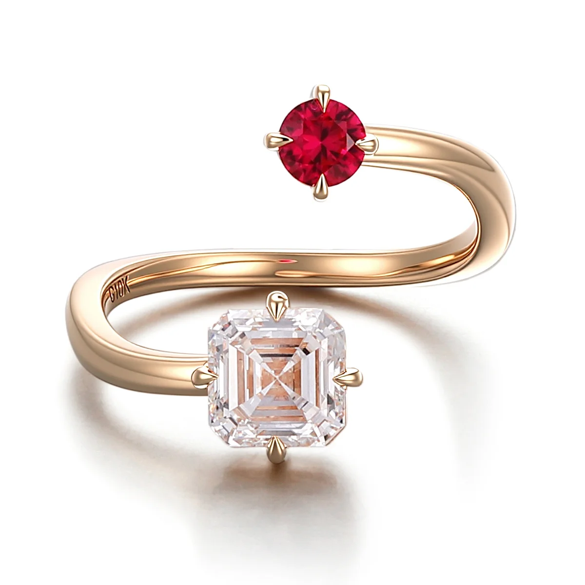 14k gold 1 5ct asscher round diamond sapphire split shank engagement ring 1 14k gold 1 5ct asscher round diamond sapphire split shank engagement ring 1
