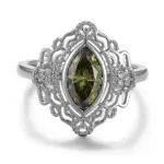 14k gold 1 5ct marquise diamond sapphire cluster engagement ring 1