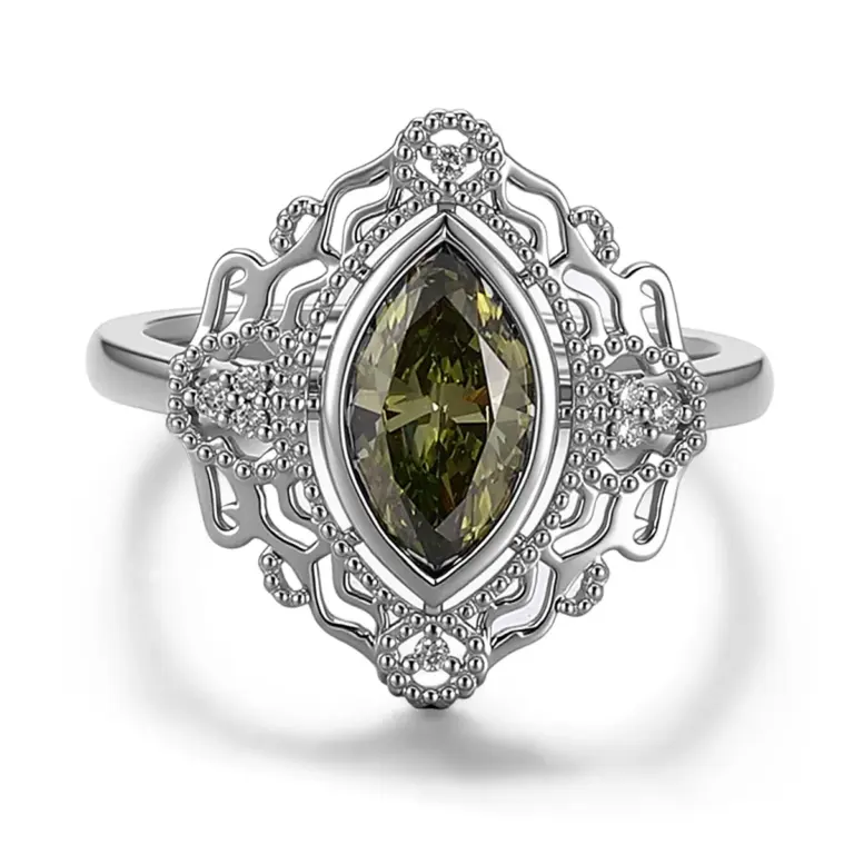 14k gold 1 5ct marquise diamond sapphire cluster engagement ring 1