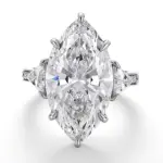 14k gold 1 5ct marquise lab grown diamond three stone engagement ring 1