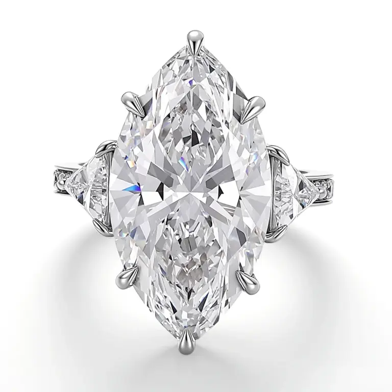 14k gold 1 5ct marquise lab grown diamond three stone engagement ring 1