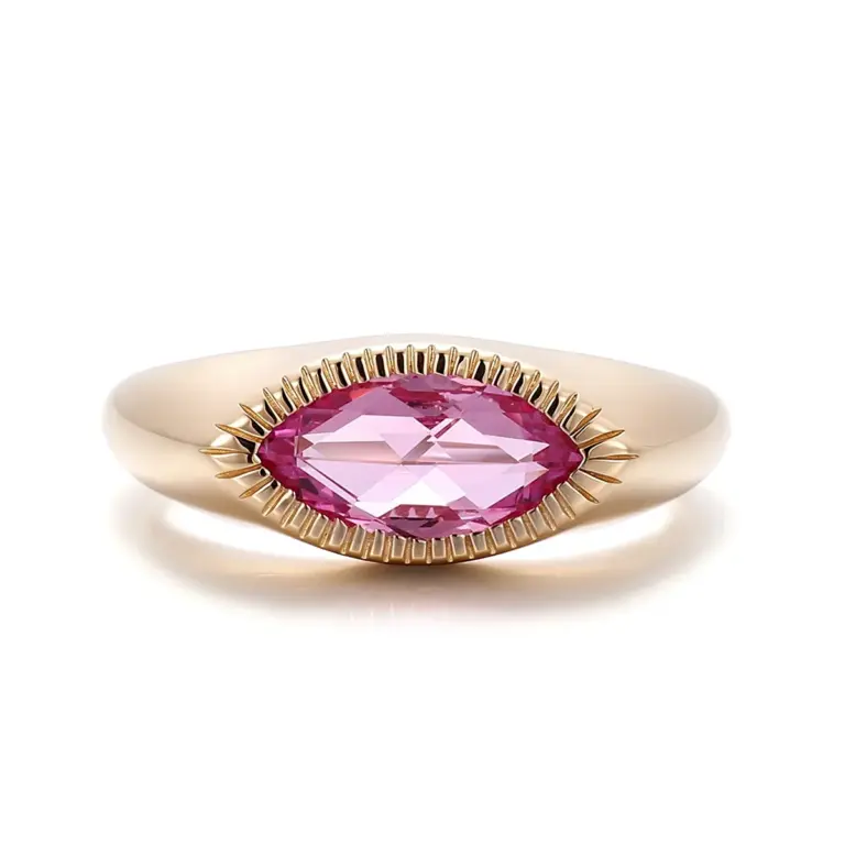 14k gold 1 5ct pink marquise sapphire solitaire engagement ring 1
