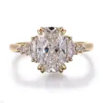 14k gold 1 8ct elongated cushion lab grown diamond side stone engagement ring 1